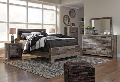 Kensley Panel Bed with Mirrored Dresser, Chest and Nightstand