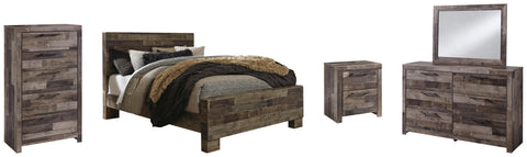 Kensley Panel Bed with Mirrored Dresser, Chest and Nightstand