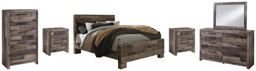 Kensley Panel Bed with Mirrored Dresser, Chest and 2 Nightstands