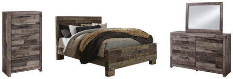 Kensley Panel Bed with Mirrored Dresser and Chest