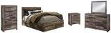 Kensley Panel Bed with 4 Storage Drawers with Mirrored Dresser, Chest and Nightstand