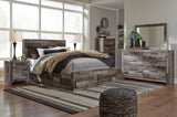 Kensley Panel Bed with 6 Storage Drawers with Mirrored Dresser, Chest and Nightstand