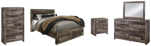 Kensley Panel Bed with 2 Storage Drawers with Mirrored Dresser, Chest and Nightstand