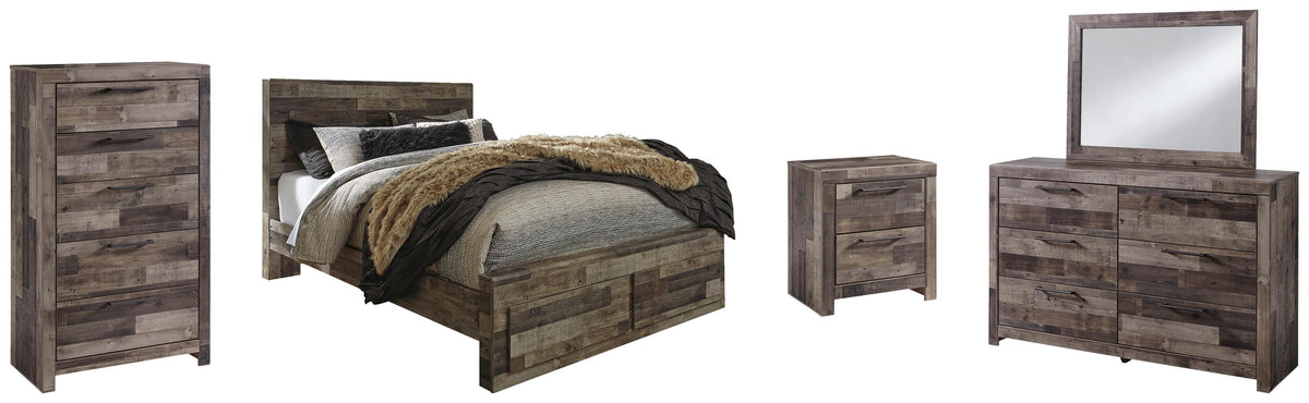 Kensley Panel Bed with 2 Storage Drawers with Mirrored Dresser, Chest and Nightstand