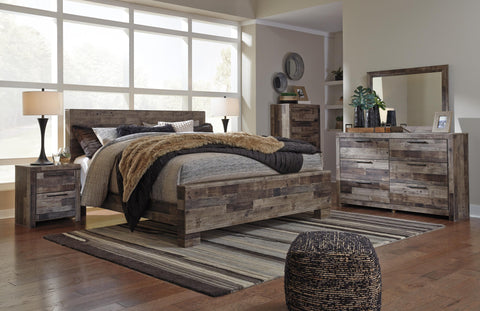 Kensley Panel Bed with Mirrored Dresser, Chest and Nightstand