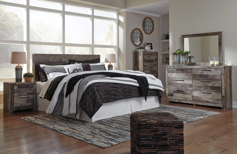 Kensley Panel Headboard with Mirrored Dresser, Chest and 2 Nightstands