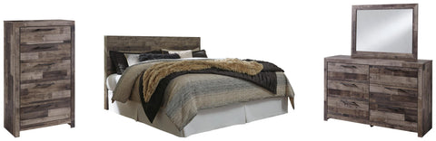 Kensley Panel Headboard with Mirrored Dresser and Chest