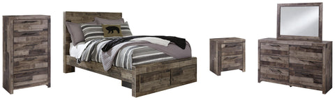 Kensley Panel Bed with 2 Storage Drawers with Mirrored Dresser, Chest and Nightstand