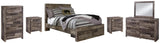 Kensley Panel Bed with 2 Storage Drawers with Mirrored Dresser, Chest and 2 Nightstands