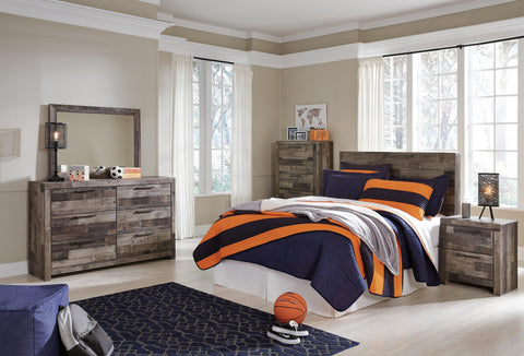 Kensley Panel Headboard with Mirrored Dresser, Chest and Nightstand