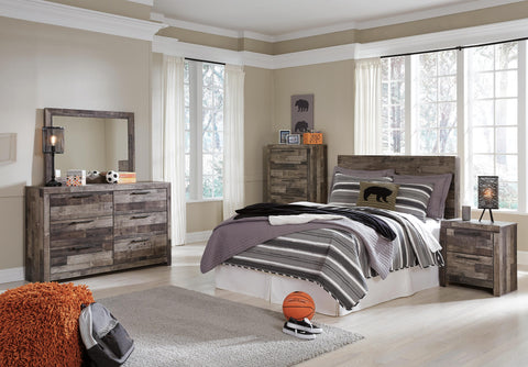 Kensley Panel Headboard with Mirrored Dresser, Chest and Nightstand