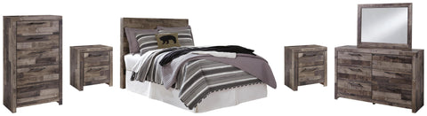Kensley Panel Headboard with Mirrored Dresser, Chest and 2 Nightstands