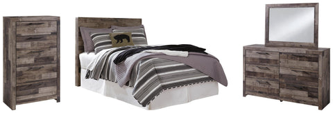 Kensley Panel Headboard with Mirrored Dresser and Chest