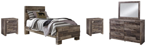 Kensley Panel Bed with Mirrored Dresser and 2 Nightstands