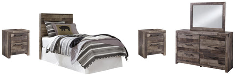 Kensley Panel Headboard with Mirrored Dresser and 2 Nightstands