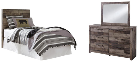 Kensley Panel Headboard with Mirrored Dresser