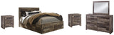 Kensley Panel Bed with 4 Storage Drawers with Mirrored Dresser and 2 Nightstands