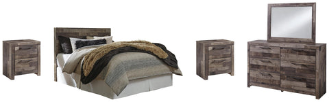 Kensley Panel Headboard with Mirrored Dresser and 2 Nightstands