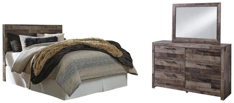 Kensley Panel Headboard with Mirrored Dresser