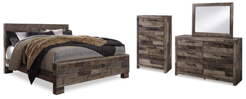 Kensley Panel Bed with Mirrored Dresser and Chest