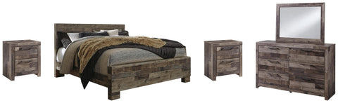 Kensley Panel Bed with Mirrored Dresser and 2 Nightstands