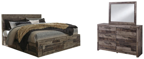 Kensley Panel Bed with 6 Storage Drawers with Mirrored Dresser