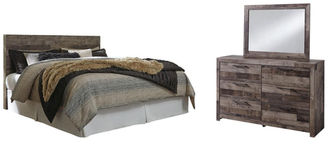 Kensley Panel Headboard with Mirrored Dresser