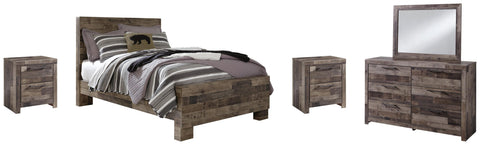 Kensley Panel Bed with Mirrored Dresser and 2 Nightstands