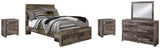 Kensley Panel Bed with 2 Storage Drawers with Mirrored Dresser and 2 Nightstands
