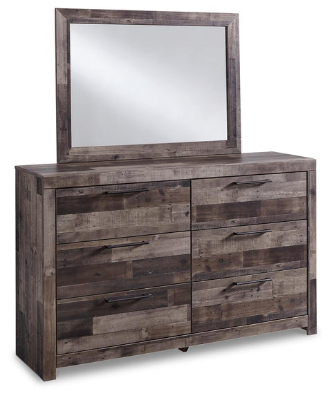 Kensley Panel Bed with 2 Storage Drawers with Mirrored Dresser and Chest