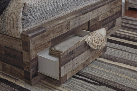 Kensley Panel Bed with 6 Storage Drawers with Mirrored Dresser, Chest and Nightstand