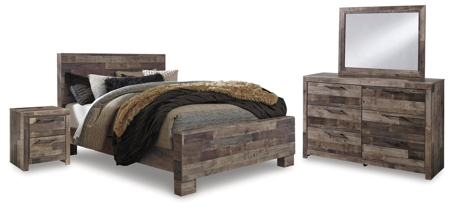 Kensley Panel Bed with Mirrored Dresser and Nightstand