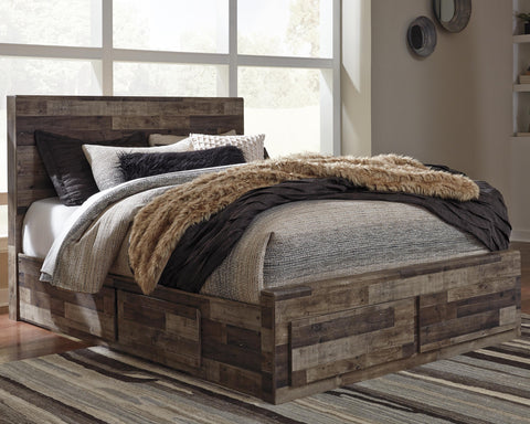 Kensley Panel Bed with 4 Storage Drawers with Mirrored Dresser and 2 Nightstands