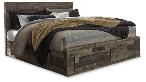 Kensley Panel Bed with 6 Storage Drawers with Mirrored Dresser and Chest