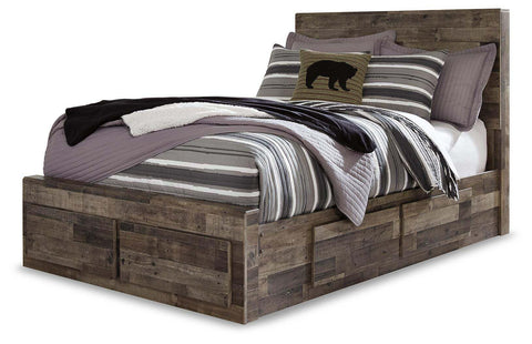 Kensley Panel Bed with 6 Storage Drawers with Mirrored Dresser, Chest and Nightstand