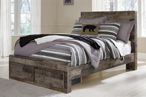 Kensley Panel Bed with 2 Storage Drawers with Mirrored Dresser and Chest