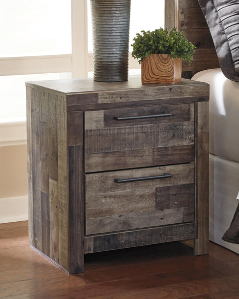 Kensley Panel Bed with 2 Storage Drawers with Mirrored Dresser and Nightstand