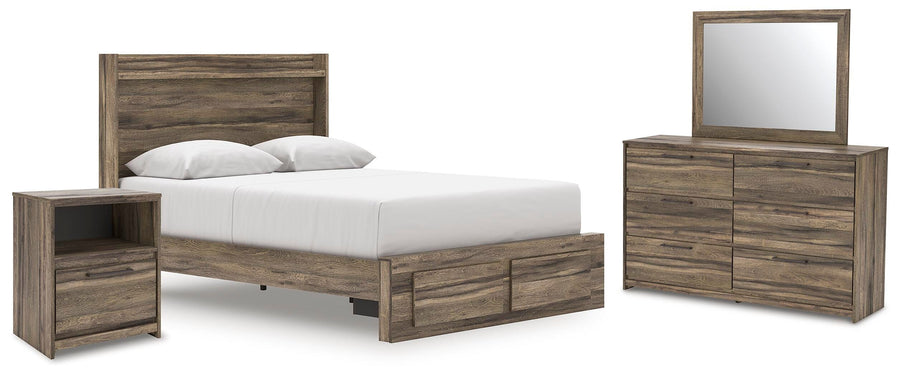 Bramwell Panel Storage Bed, Dresser, Mirror and Nightstand
