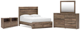 Bramwell Panel Storage Bed, Dresser, Mirror and 2 Nightstands