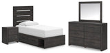 Hollivern Panel Bed with Storage. Dresser, Mirror and Nightstand
