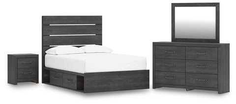 Hollivern Panel Bed with Storage. Dresser, Mirror and Nightstand