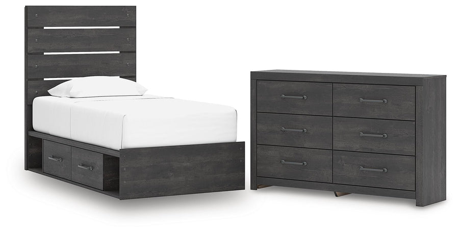 Hollivern Panel Bed with Storage and Dresser