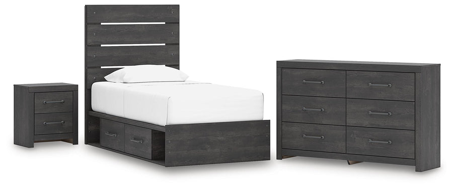 Hollivern Panel Bed with Storage, Dresser and Nightstand