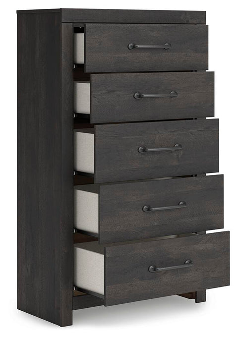 Hollivern Panel Bed with Storage, Dresser, Mirror, Chest and 2 Nightstands