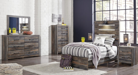 Drystan Panel Bed, Dresser, Mirror, Chest and 2 Nightstands