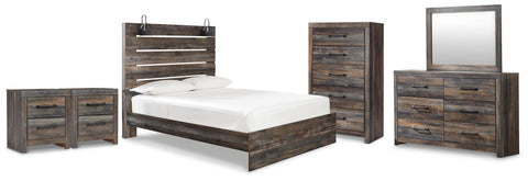 Drystan Panel Bed, Dresser, Mirror, Chest and 2 Nightstands