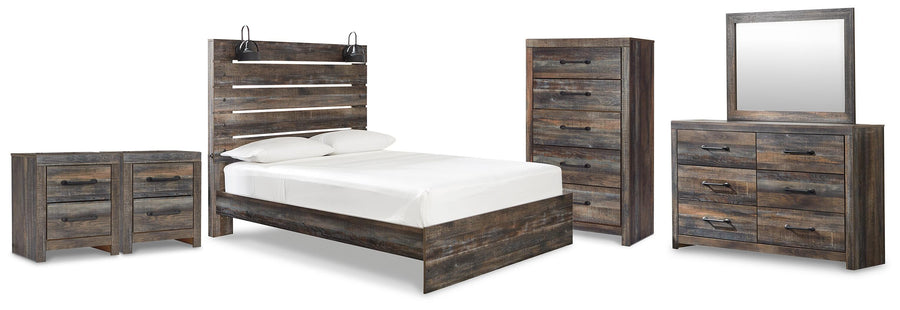 Drystan Panel Bed, Dresser, Mirror, Chest and 2 Nightstands