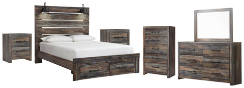 Drystan Panel Storage Bed, Dresser, Mirror, Chest and 2 Nightstands