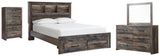 Drystan Bookcase Bed with 2 Storage Drawers with Mirrored Dresser and Chest