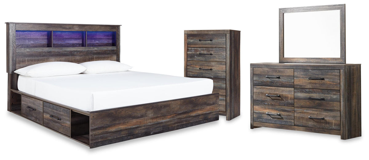 Drystan Storage Bed, Dresser, Mirror and Chest